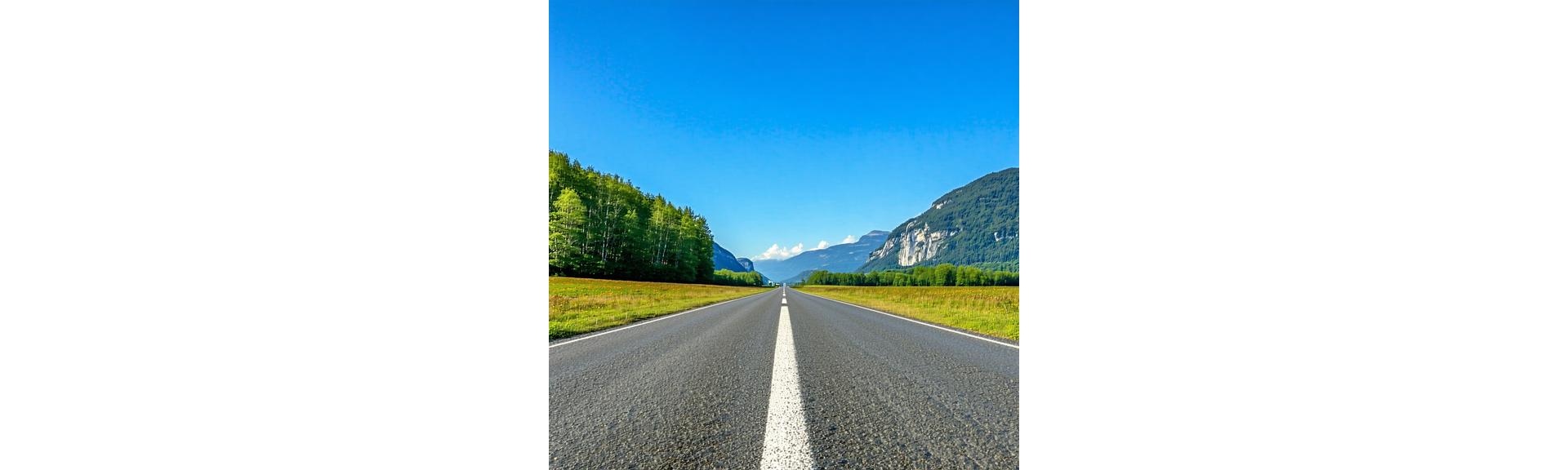 Austria panoramic highway landscape under blue sky